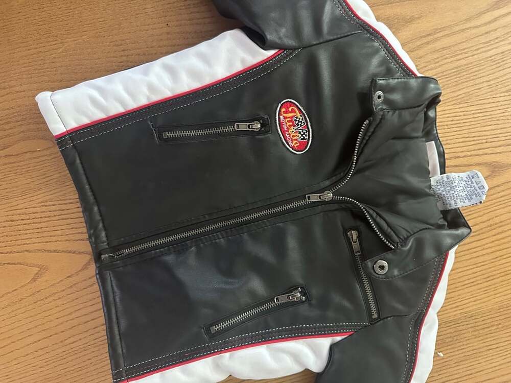 Baby Headquarters Motorcycle Racing Jacket Size 12M Black Faux Leather